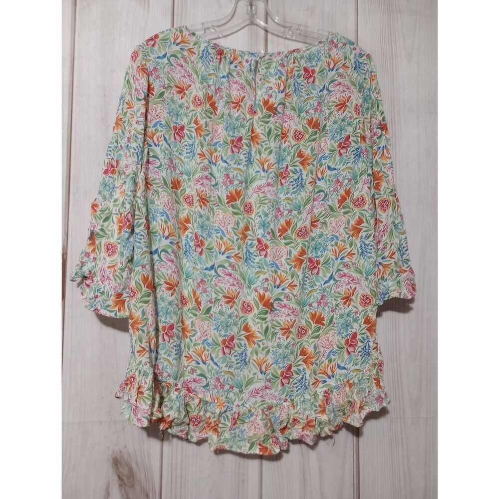 Cynthia Rowley Shirt‎ Ladies Large Orange Floral - Picture 2 of 8